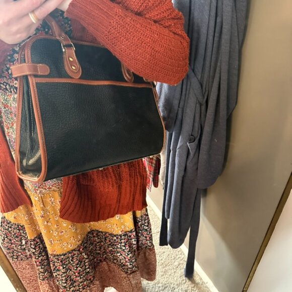 Vintage Brown and Black Leather Handbag Purse - Picture 11 of 11